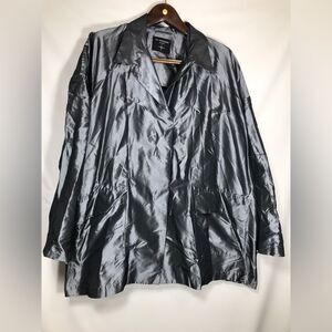 ULI SCHNEIDER Women Blazer Jacket Size 10 Silver 100% Silk